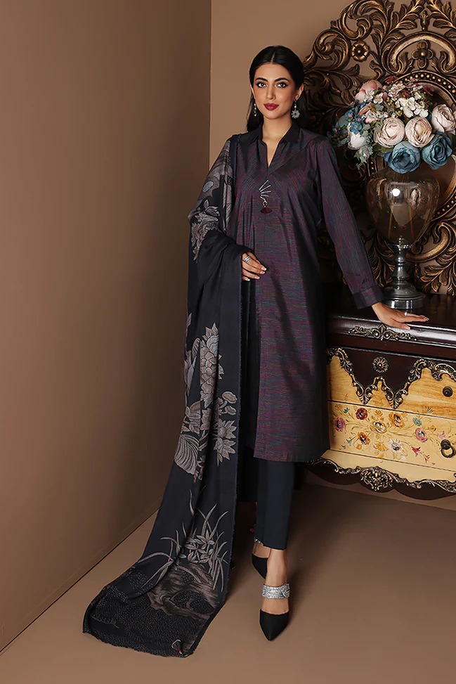 42206415-Printed & Space Dyed Jacquard 3PC